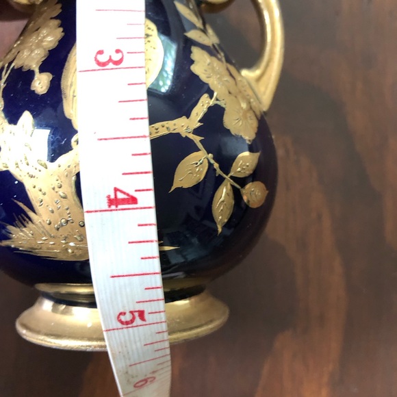 Incredible Cobalt Blue and Gold Mini Vase - Owl and Branches - Vintage - Picture 6 of 6